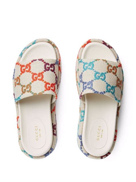 gucci slides platforms|gucci platform slides colorful.